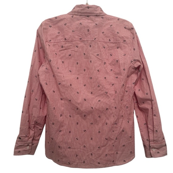 NWT IZOD Red White Blue Nautical Anchor Boating Button Down Shirt Size Large - Picture 2 of 10